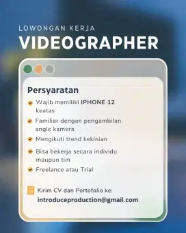 Lowongan videographer dan editor