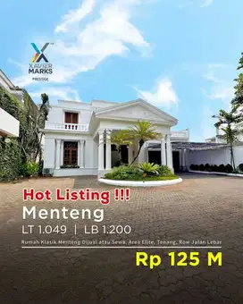 Rumah Klasik Menteng Dijual atau Disewakan. Area Elite, Tenang, Row Ja