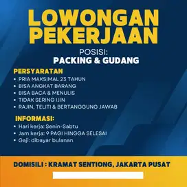 Lowongan Pekerjaan Daerah Kramat, Gudang dan Packing