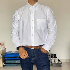 UNIQLO MEN REGULAR FIT WHITE COTTON OXFORD SHIRT (L-XL)