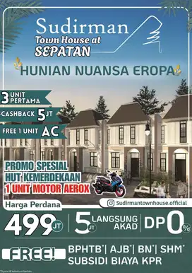 Rumah 3 kamar tidur dekat bandara soetta sudirman townhouse sepatan
