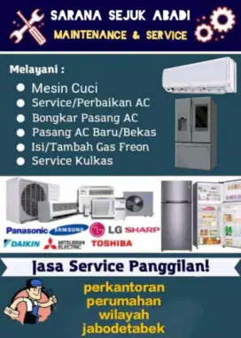 Service kulkas, mesin cuci, ac