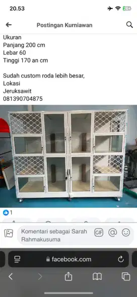 Kandang kucing aluminium dan kaca