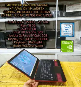LAPTOP GAMING HP INTEL CORE i7 NVIDIA 940 MX super Mulus