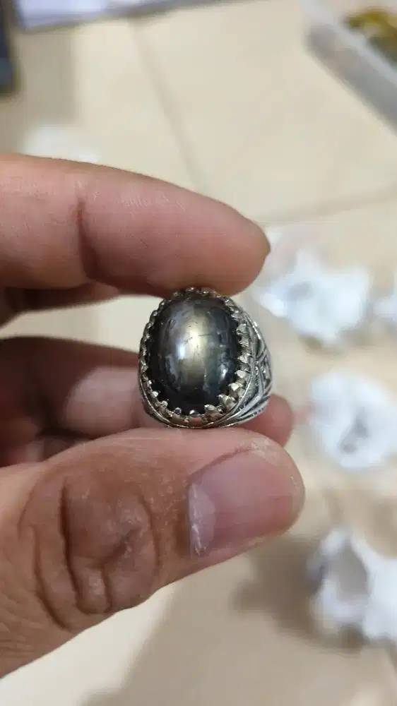 Natural black sapphire star