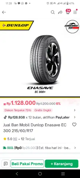 Ban Dunlop Enasave EC 300 uk 215/60 R17