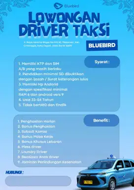 Dibutuhkan segera pengemudi taksi Bluebird
