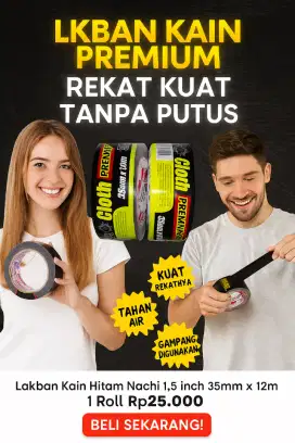 Lakban Kain Hitam Nachi 1,5 1.5 inch  35mm x 12m Nachi Hitam 1 Roll