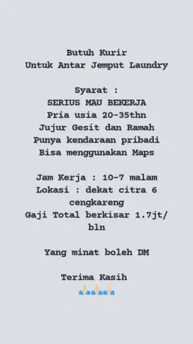 Butuh Kurir Laundry