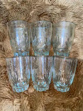 Set 6 Gelas Kaca Motif Bunga