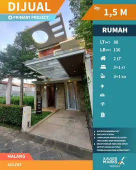 Dijual Rumah Modern Dekat Pusat Kota di Sulfat Malang
