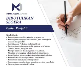 Lowongan Penjahit Sampel
