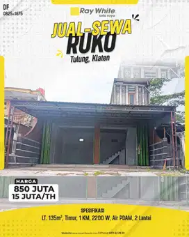 Disewakan Ruko Strategis di Sorogaten, Tulung, Klaten
