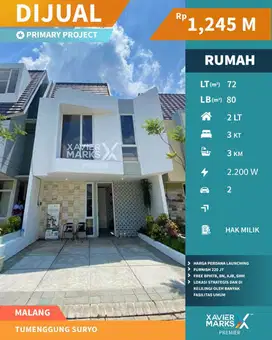 Dijual Rumah 2 Lantai Bangunan Baru di Tumenggung Suryo Malang