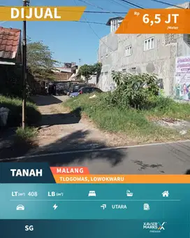 Dijual Tanah Siap Bangun Lokasi Tengah Kota di Tlogomas Malang