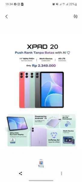INFINIX XPAD 20 LTE 8/256