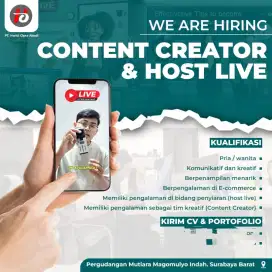 Loker Host Live dan Konten kreator