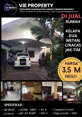 BANTING HARGA, RUMAH LUAS DIJUAL MURAH DI CIRACAS JAKTIM