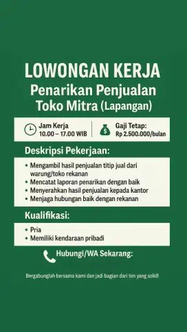 DIBUTUHKAN SEGERA