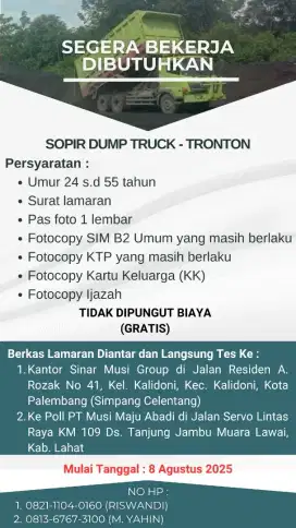 Sopir Dump Truk Tronton