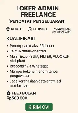 LOKER ADMIN FREELANCE