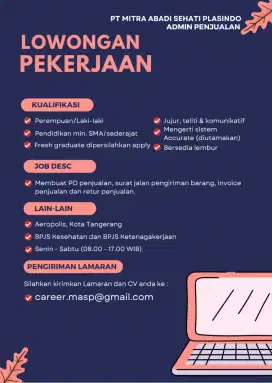LOKER ADMIN PENJUALAN TANGERANG