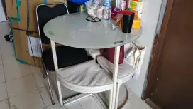 meja makan bulet set 4 kursi