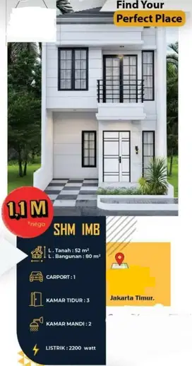 HUNIAN MURAH 2 LANTAI FREE AJB NOTARIS LOKASI STRATEGIS