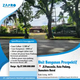 Jual bangunan cocok peruntukan cafe, restoran, hotel, dll di padang