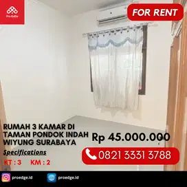 Disewakan Murah Rumah 3 Kamar di Taman Pondok Indah Wiyung Surabaya
