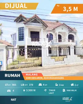 Rumah Luas 2 Lantai Dekat Gor Ken Arok di Kedungkandang Malang