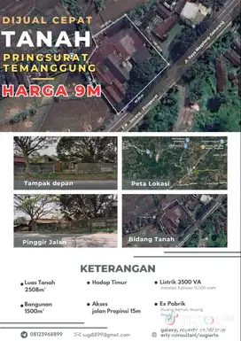 Dijual cepat Ex Pabrik Di jalan Provinsi Temanggung Jawa Tengah