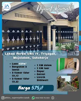 Rumah di Perum UNS IV Sukoharjo