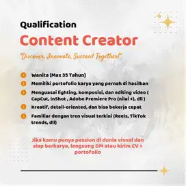 Lowongan Admin, Host Live & Content Creator