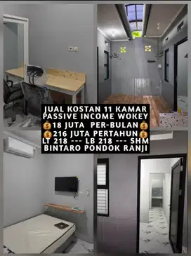 JUAL KOST KOSAN 11 KAMAR DI BINTARO PONDOK RANJI TANGERANG SELATAN