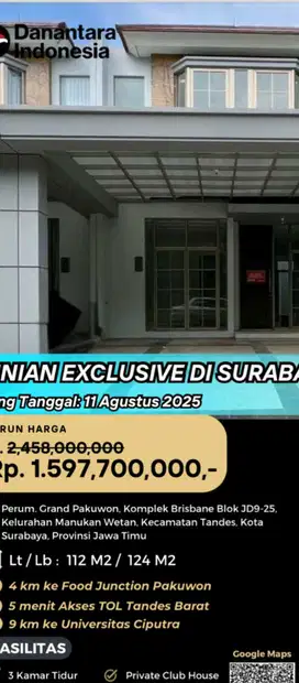 Dijual Rumah Grand Pakuwon cash keras surabaya