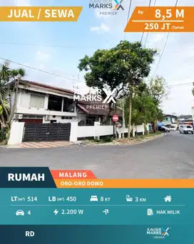 Dijual/Disewakan Rumah Klasik di Pusat Kota Oro Oro Dowo Malang