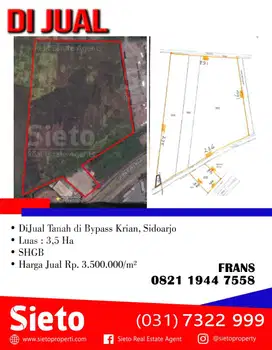 DiJual Tanah di Bypass Krian, Sidoarjo