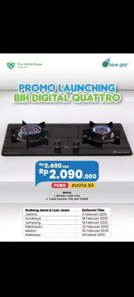 Dijual kompor VIENTA BIH DIGITAL QUARTTRO