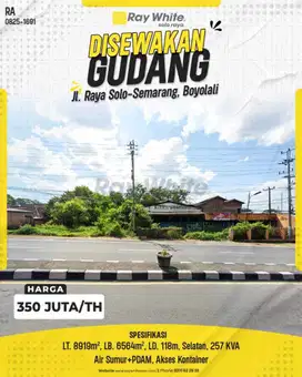 Gudang Strategis Disewakan di Jalan Raya Solo-Semarang!