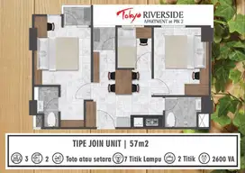 DIJUAL APARTMENT TOKYO RIVERSIDE LUAS 57M2 TIPE CONNECTING UNIT READY