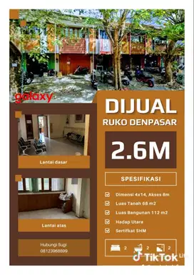 Dijual Cepat Ruko Pusat Kota Denpasar