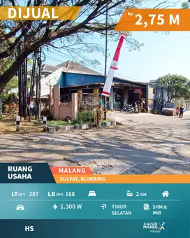 Dijual Ruang Usaha Posisi Hook di Poros Jalan Sulfat, Blimbing Malang