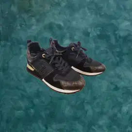 Louis Vuitton Monogram Run Away Brown & Black Sneakers Womens Suede