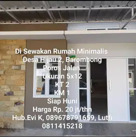 Di Sewakan Rumah Minimalis, Desa Hijau 2, Barombong