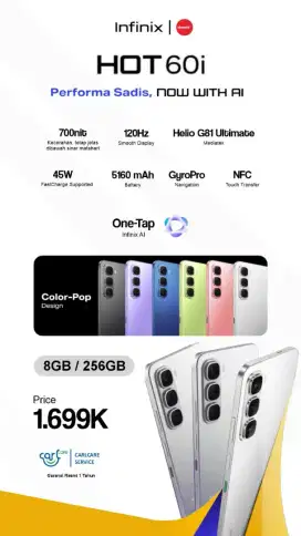READY STOK INFINIX HOT 60i RAM 8/256