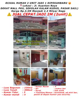 Jual rumah 2 area jln kuantan raya