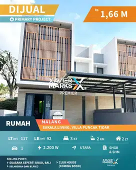 Dijual Rumah Konsep Resort di Sakala Living Villa Puncak Tidar Malang