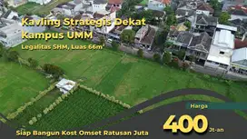 Kavling Poros Jalan Selangkah ke Kampus UMM Tlogomas Malang Cocok Bang