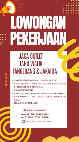 LOWONGAN PEKERJAAN QREW TAHU WALIK